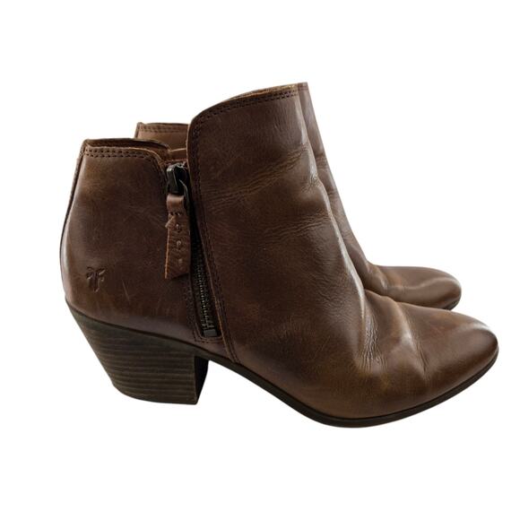 Frye Ankle Boots Womens 7 Judith Double Zip Wheat Caramel Brown Southwestern